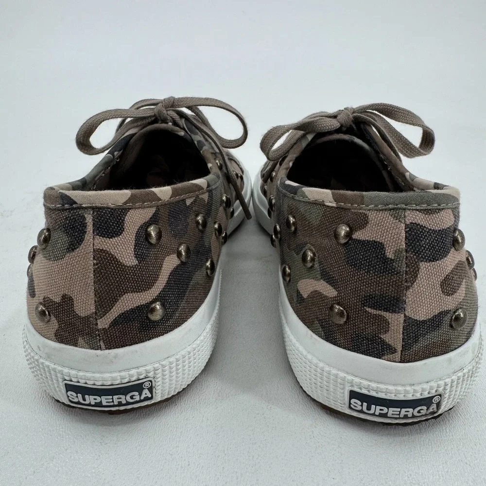 Superga Shoes WOMENS Camo Camouflage Studded Lace Up Sneakers SIZE 9.5